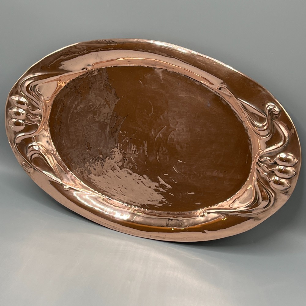 Art Nouveau Embossed Copper Tray View XI