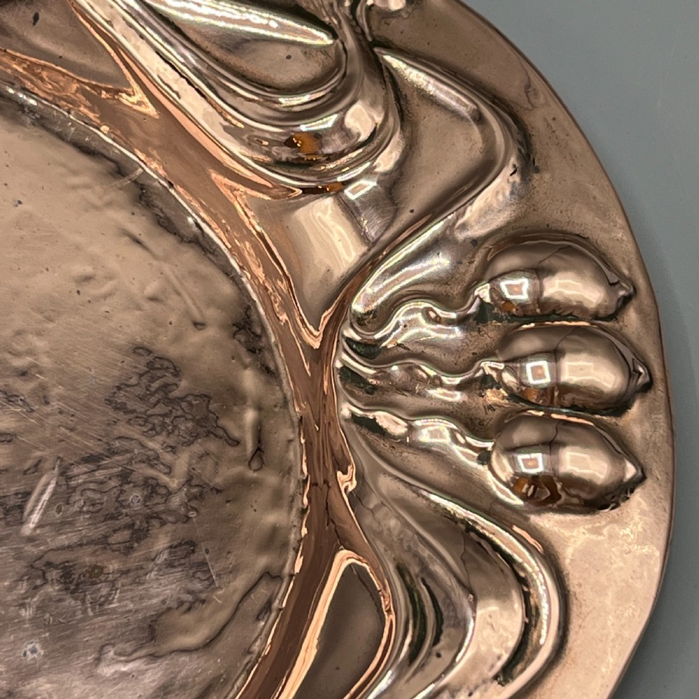 Art Nouveau Embossed Copper Tray View XVI