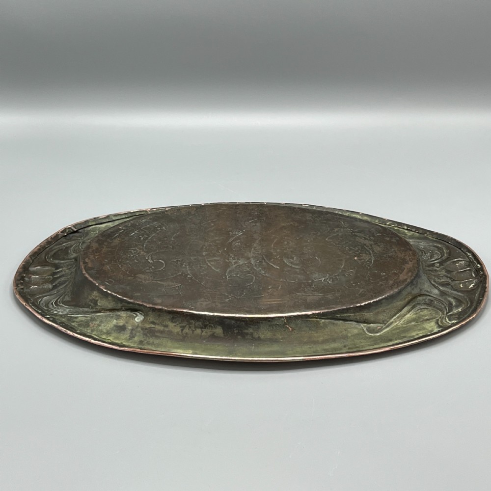 Art Nouveau Embossed Copper Tray View XX