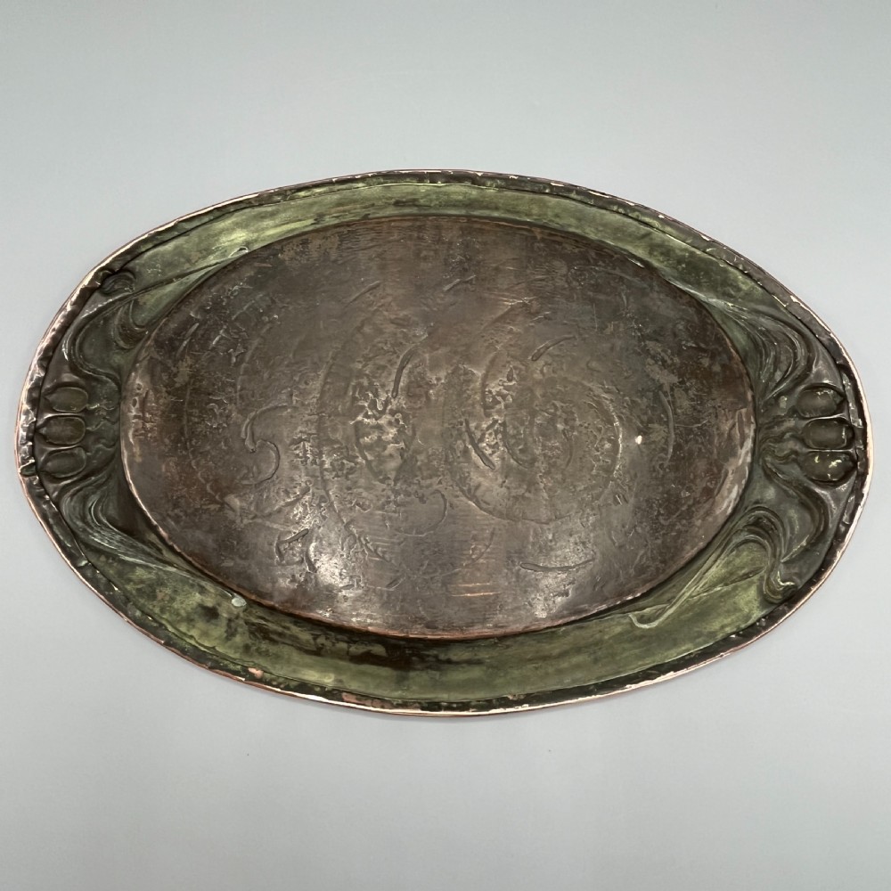 Art Nouveau Embossed Copper Tray View XXI