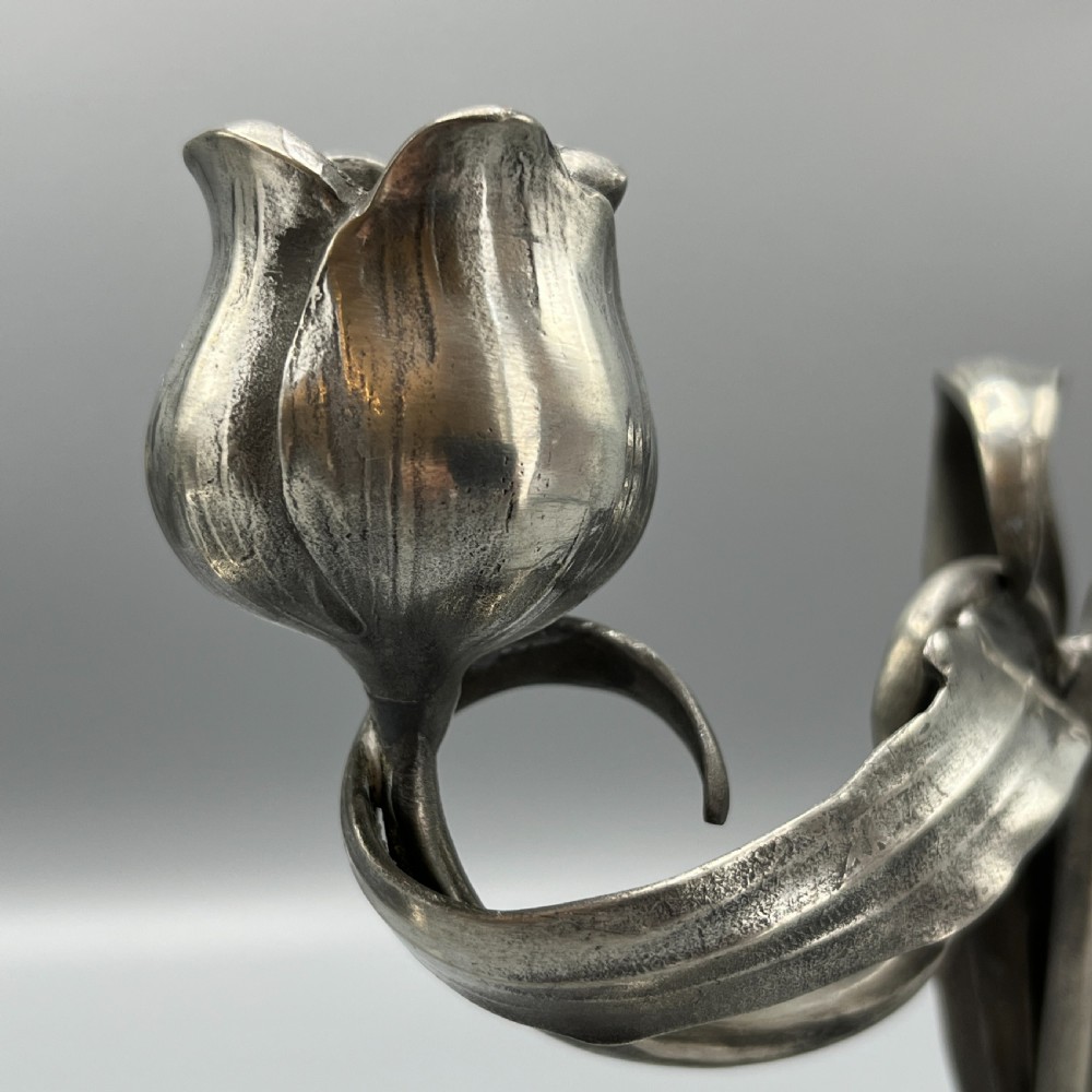 Pair Art Nouveau German Pewter Candelabras By Orivit View XIV