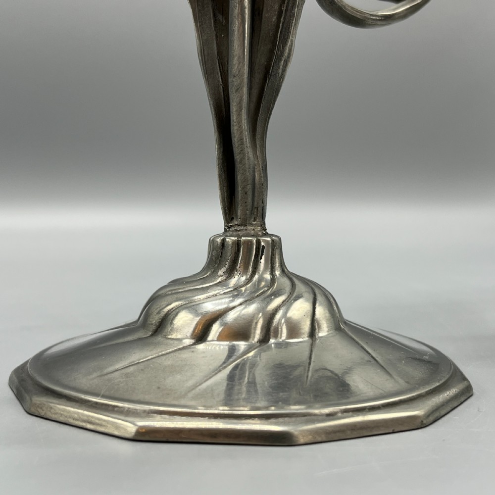 Pair Art Nouveau German Pewter Candelabras By Orivit View XV