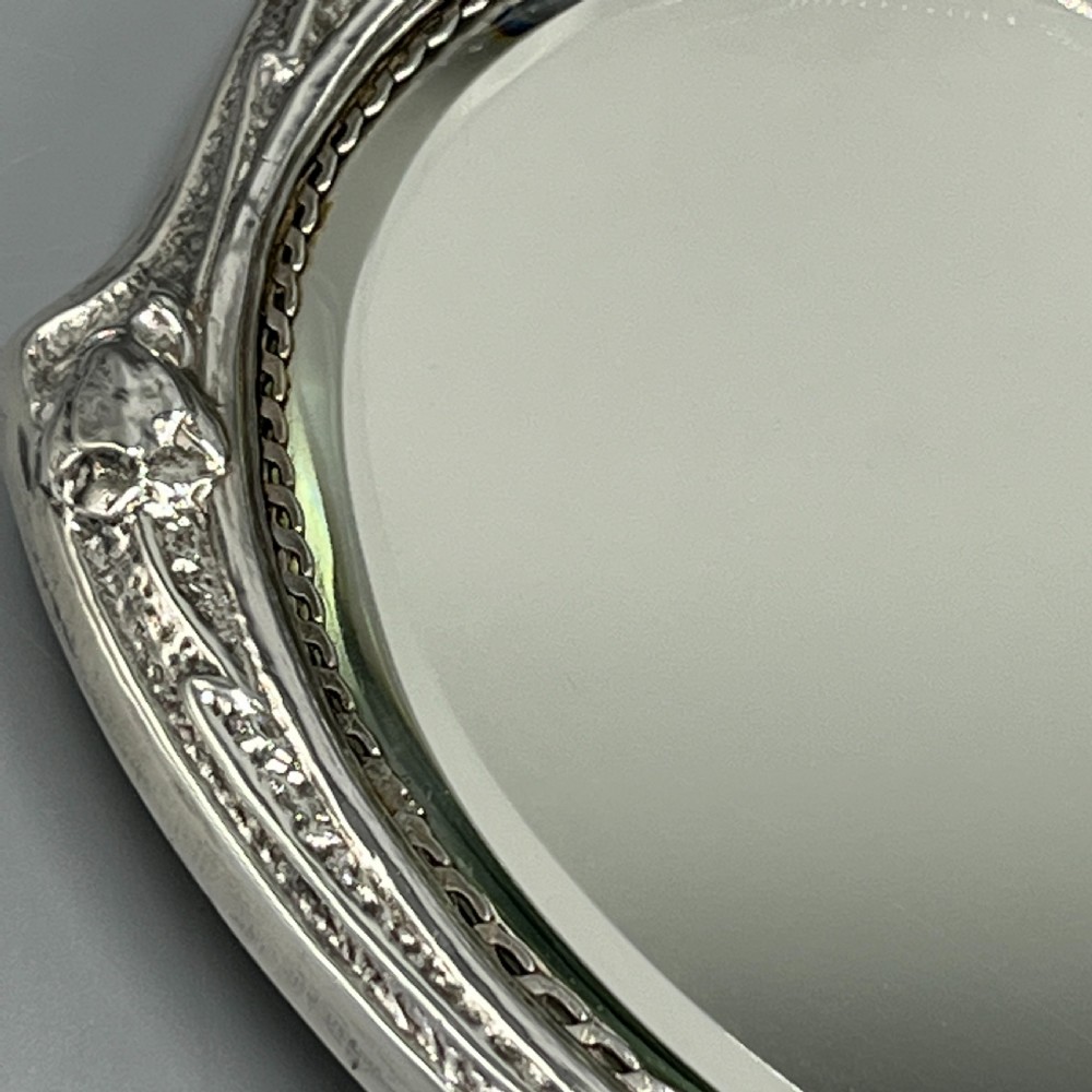 Art Nouveau Sterling Silver Hand Mirror with Embossed Birds View XVII