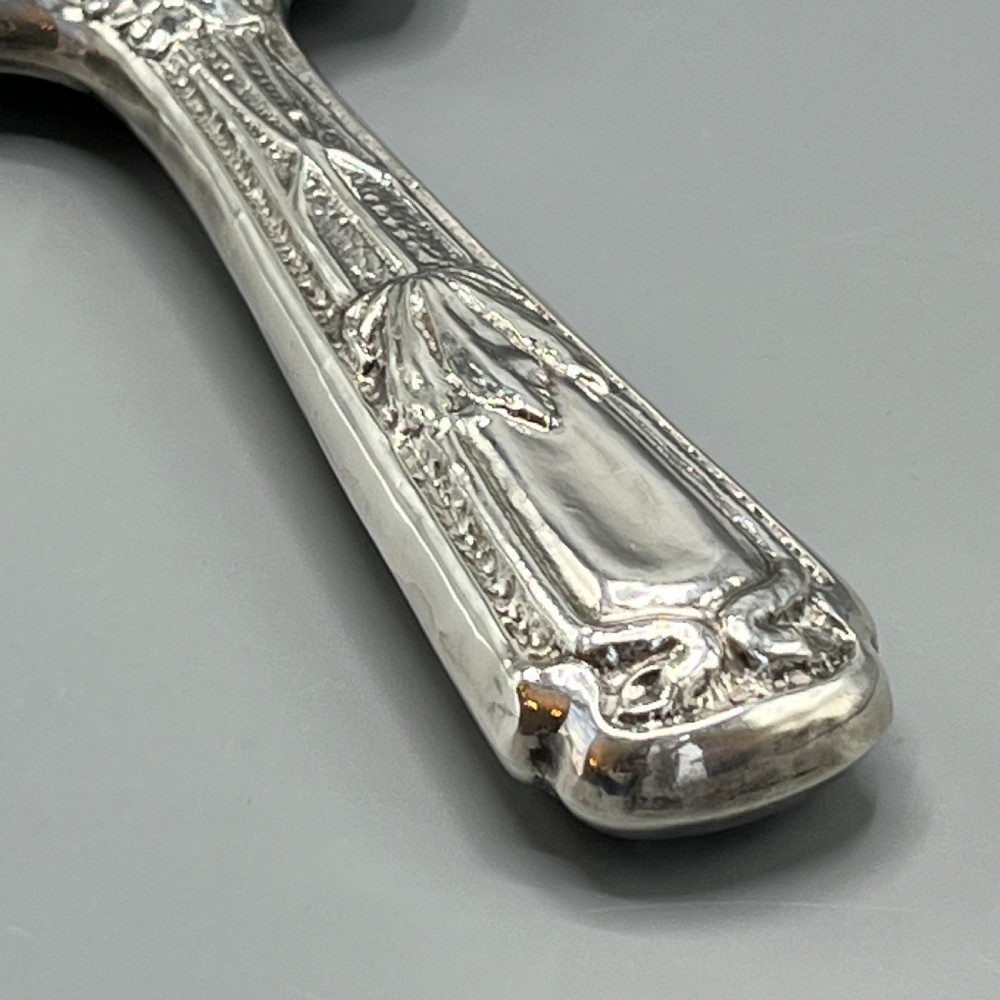 Art Nouveau Sterling Silver Hand Mirror with Embossed Birds View XXI