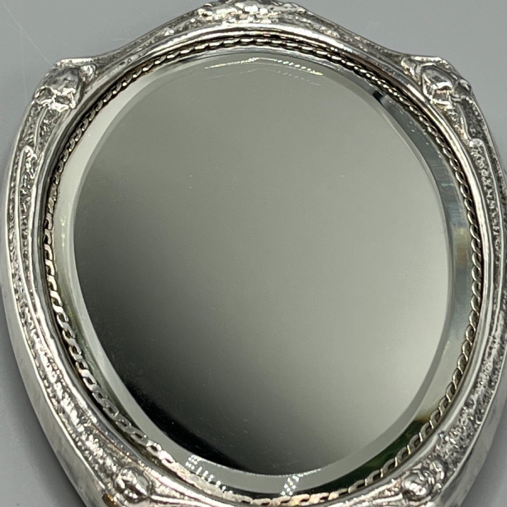 Art Nouveau Sterling Silver Hand Mirror with Embossed Birds View XXII
