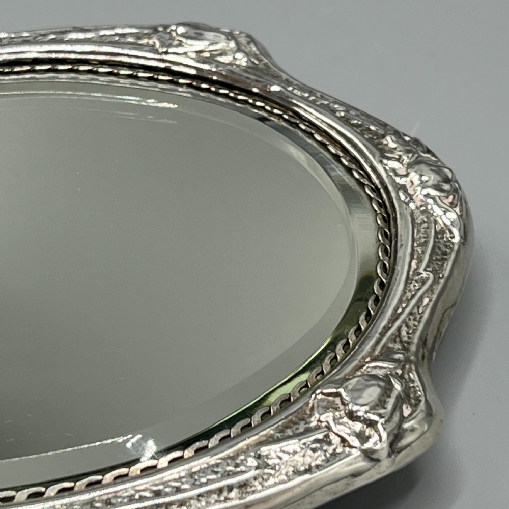 Art Nouveau Sterling Silver Hand Mirror with Embossed Birds View XXIII
