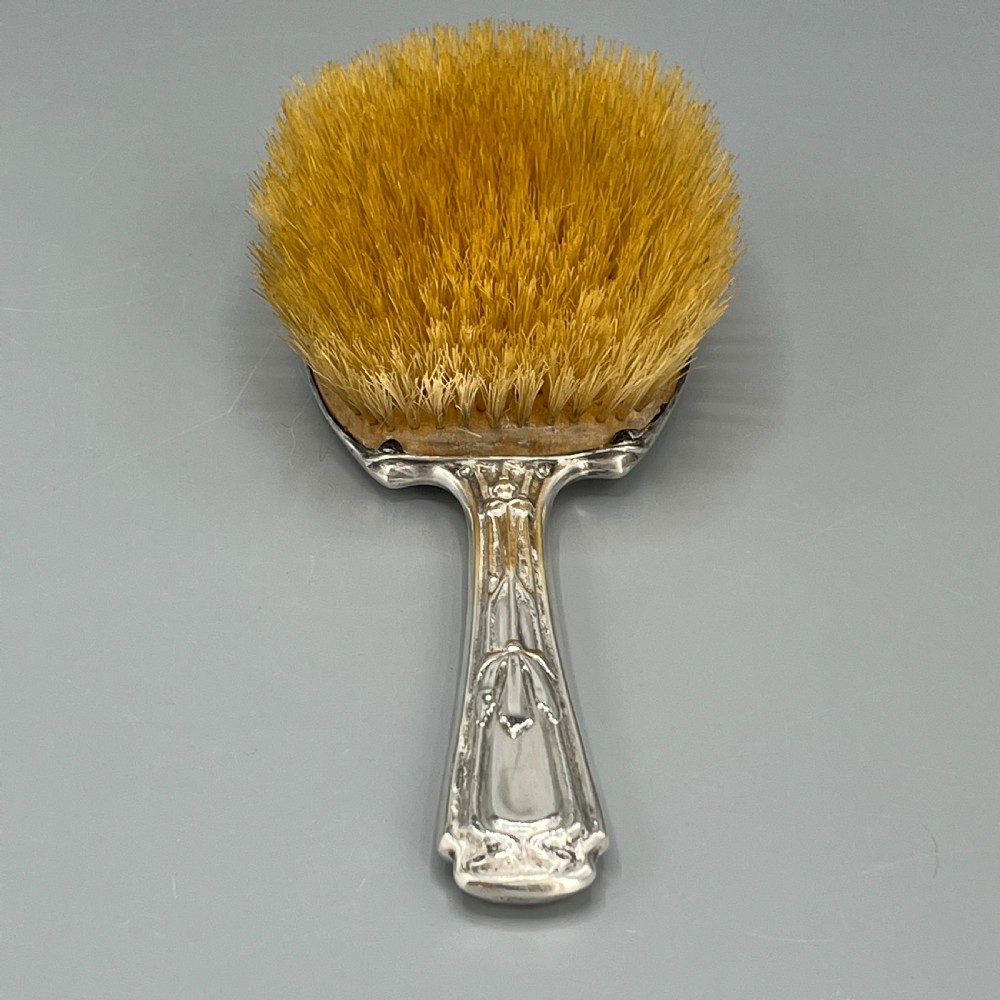 Art Nouveau Sterling Silver Hair Brush with Embossed Bird View XXIII