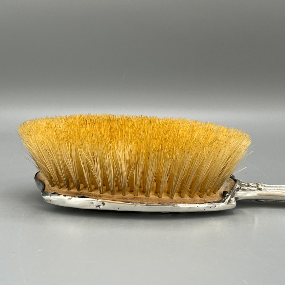 Art Nouveau Sterling Silver Hair Brush with Embossed Bird View XXVI