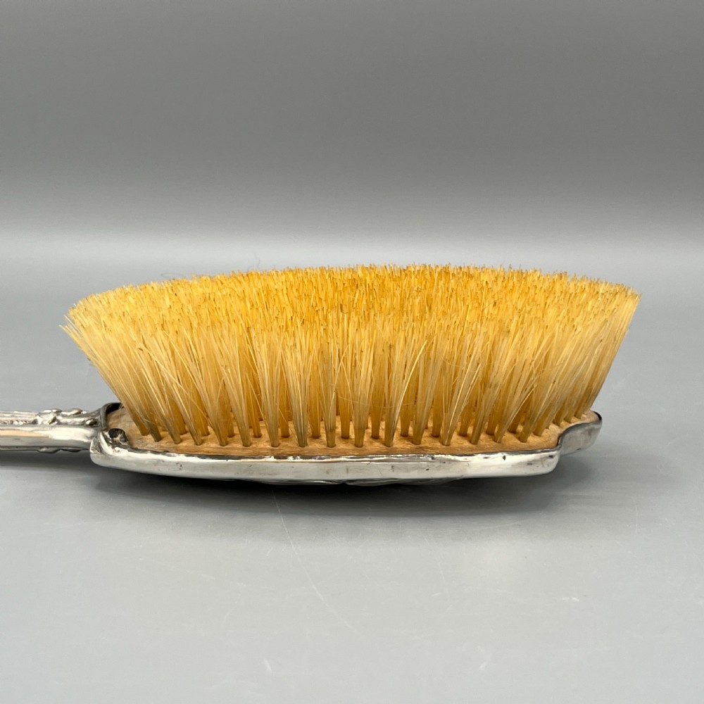 Art Nouveau Sterling Silver Hair Brush with Embossed Bird View XXVII