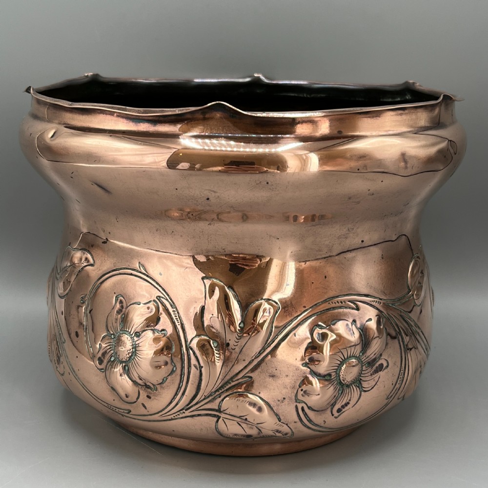 Art Nouveau Copper Indoor Planter /  Jardiniere