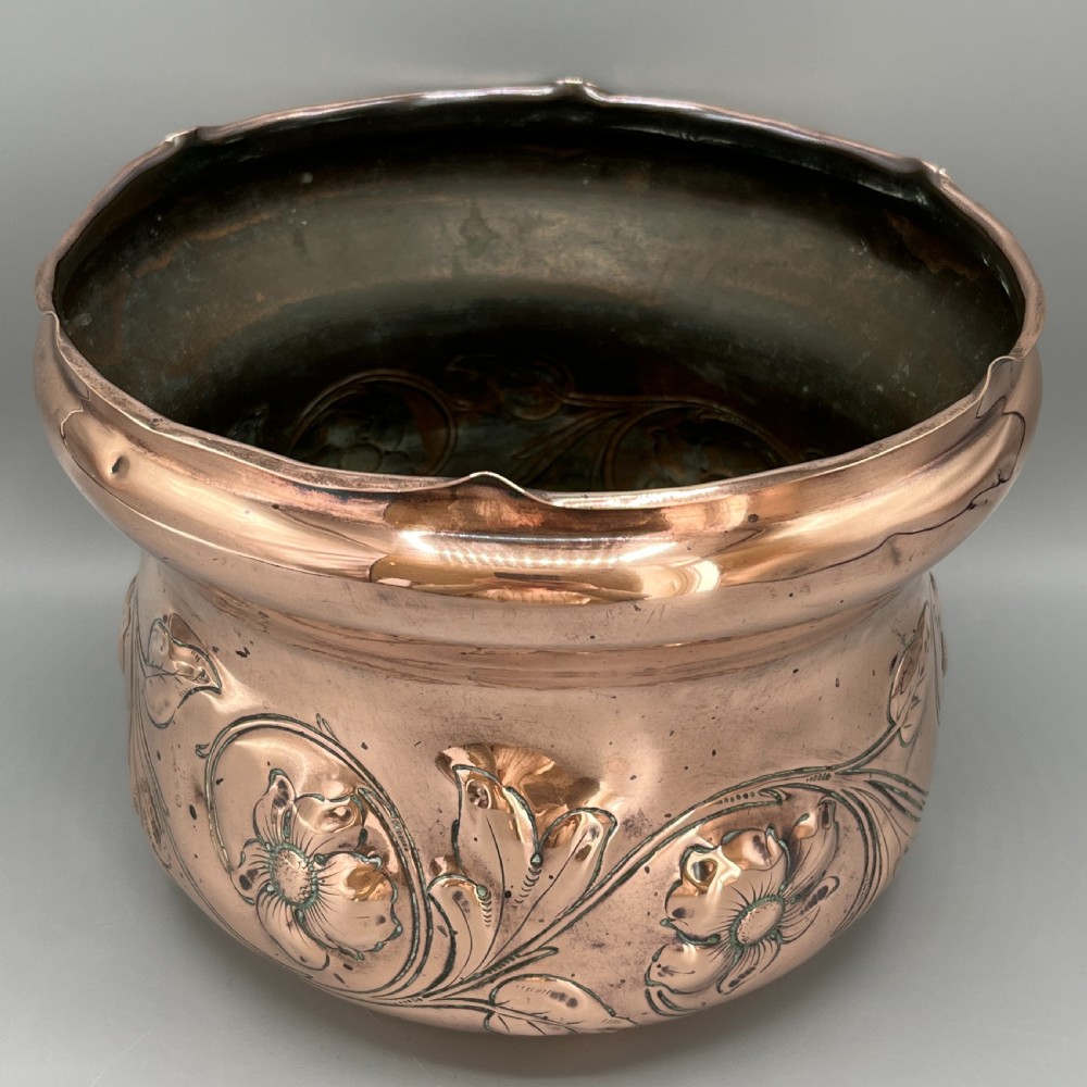 Art Nouveau Copper Indoor Planter /  Jardiniere View II