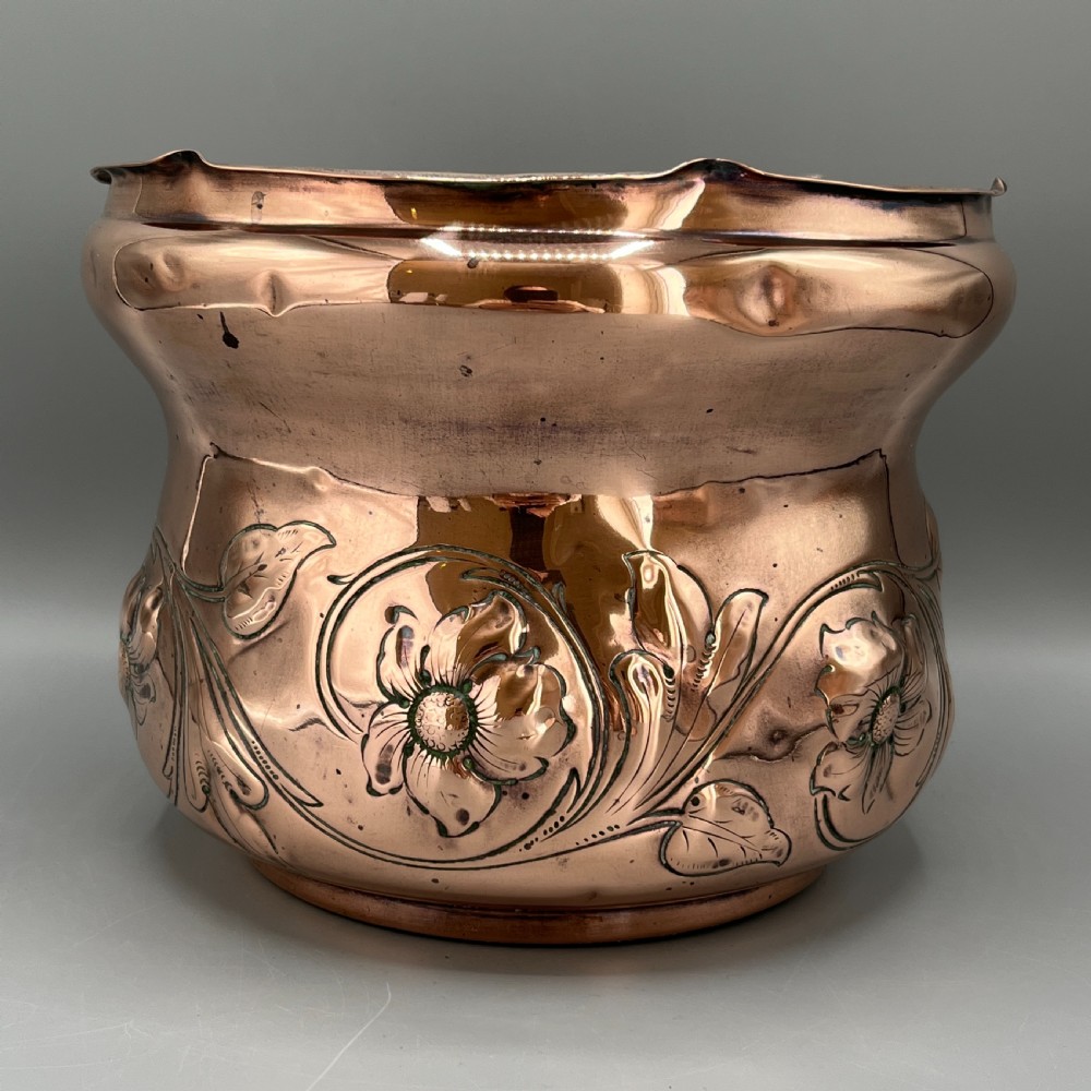 Art Nouveau Copper Indoor Planter /  Jardiniere View III