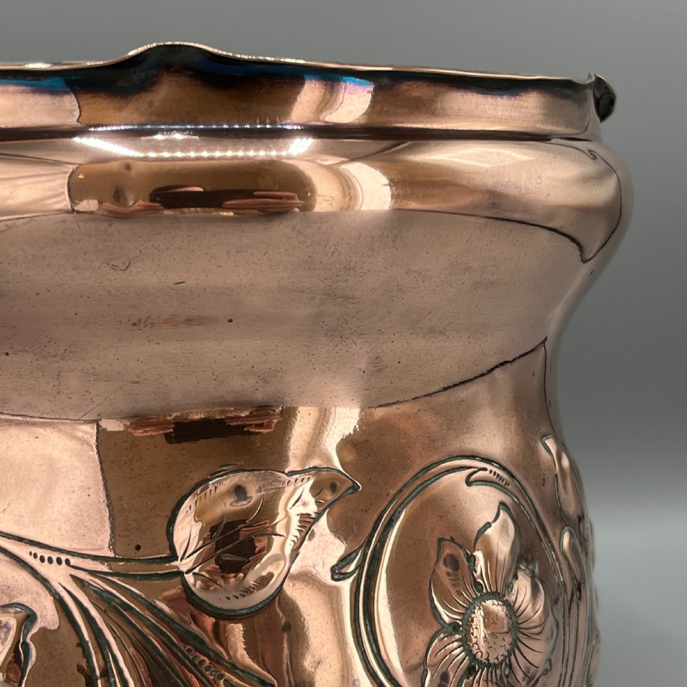 Art Nouveau Copper Indoor Planter /  Jardiniere View V