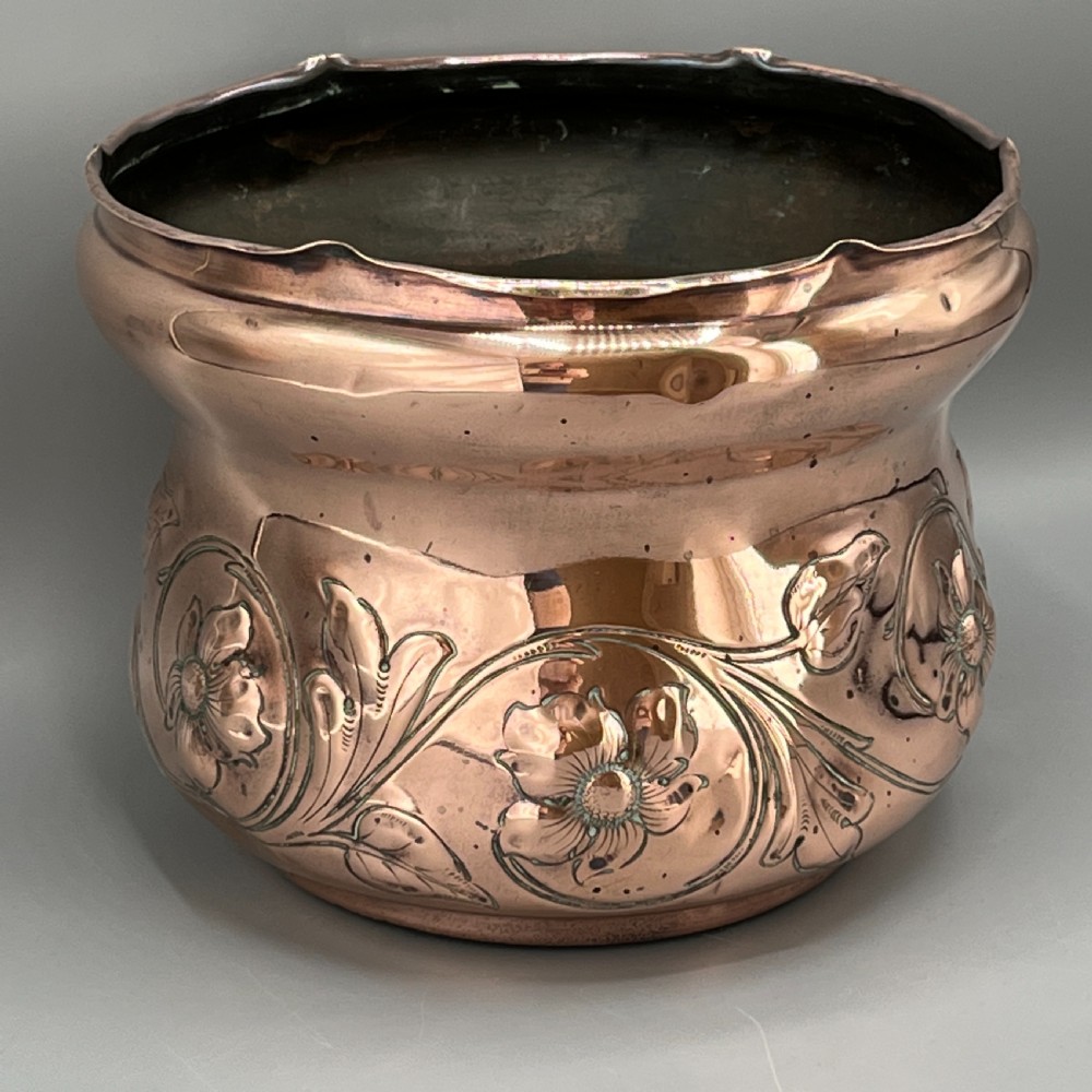 Art Nouveau Copper Indoor Planter /  Jardiniere View VII