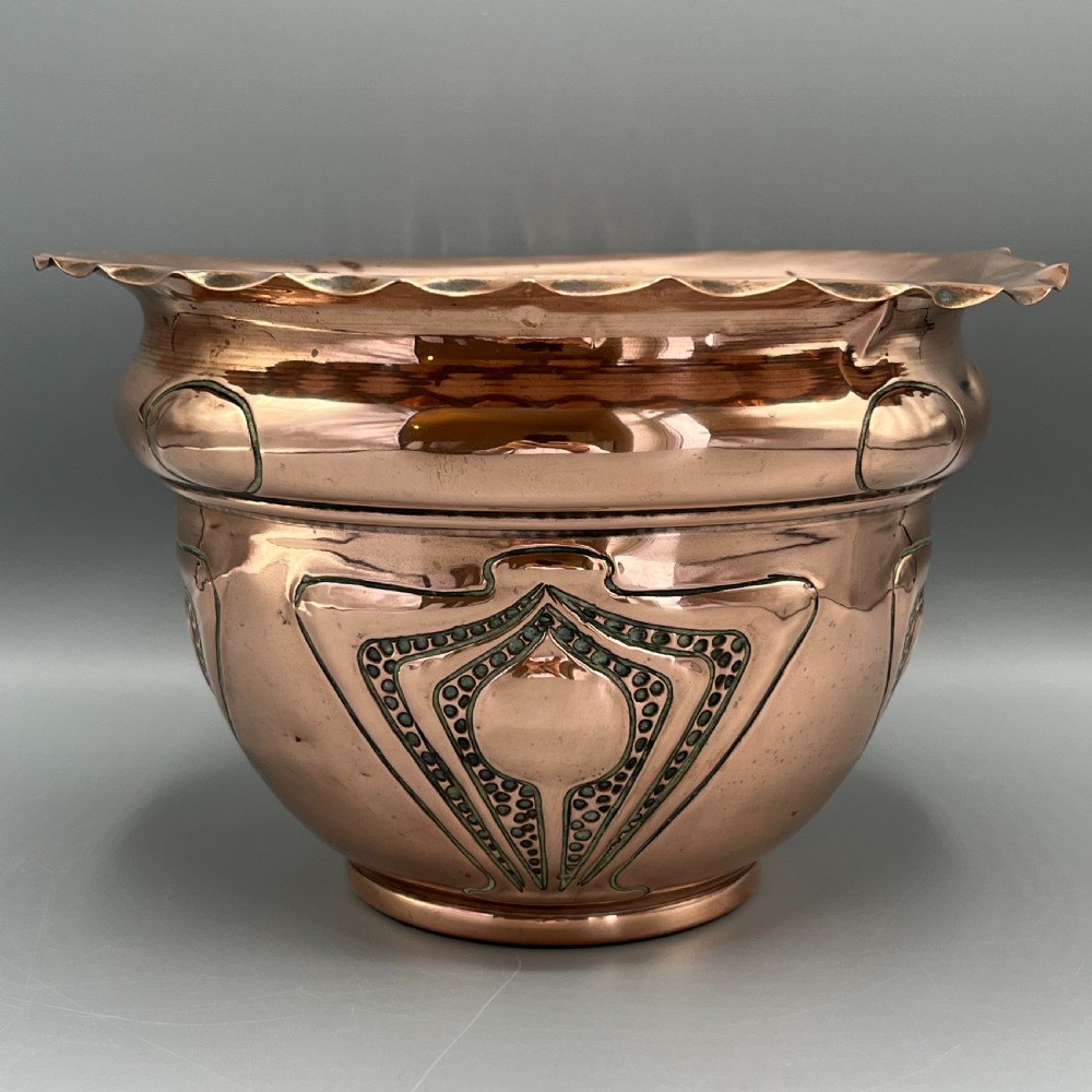 Art Nouveau Copper Indoor Planter / Jardiniere