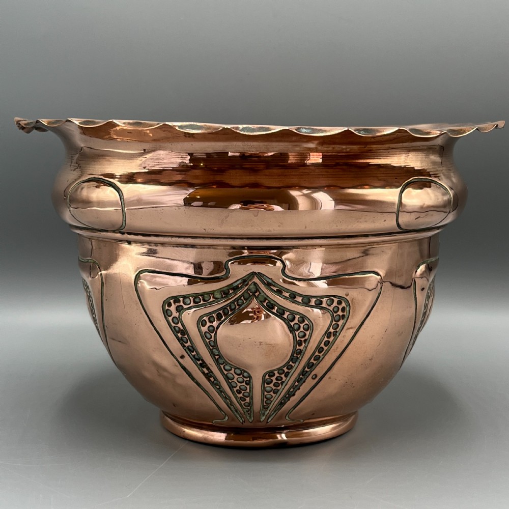 Art Nouveau Copper Indoor Planter / Jardiniere View V
