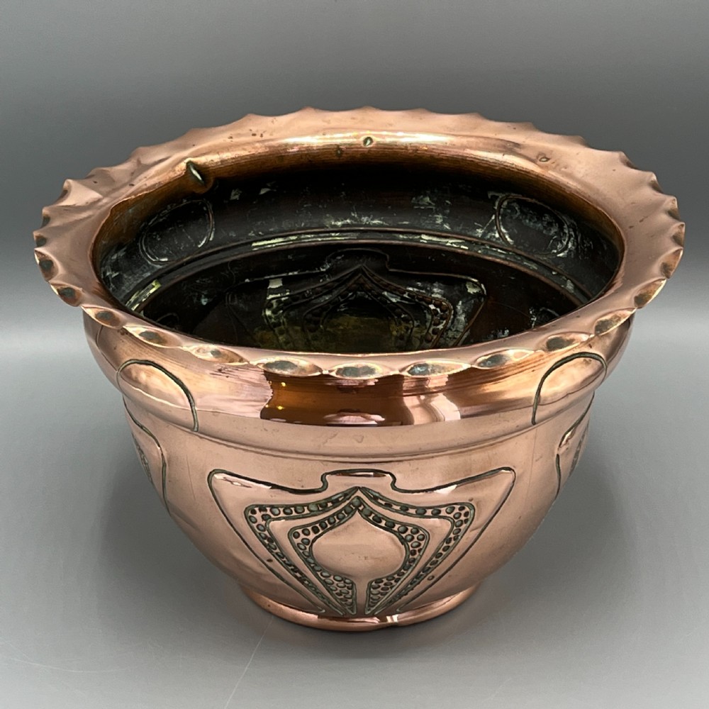 Art Nouveau Copper Indoor Planter / Jardiniere View VII