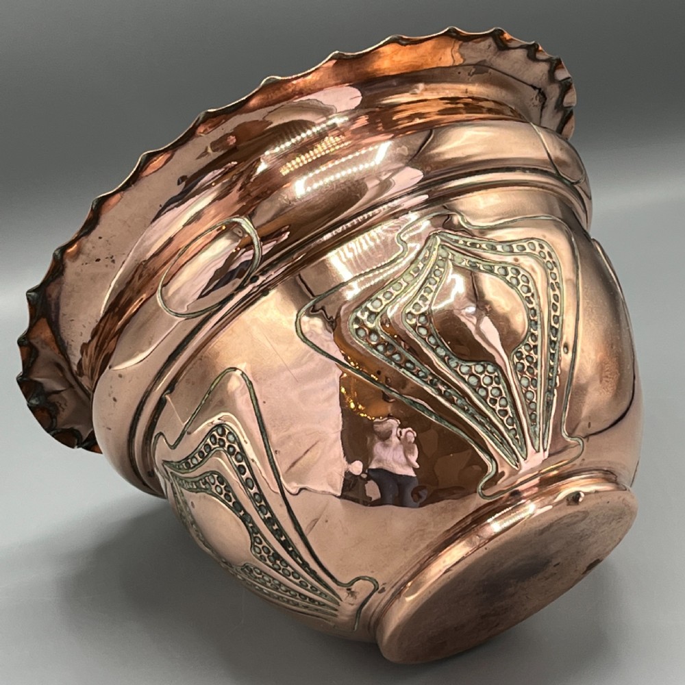 Art Nouveau Copper Indoor Planter / Jardiniere View X
