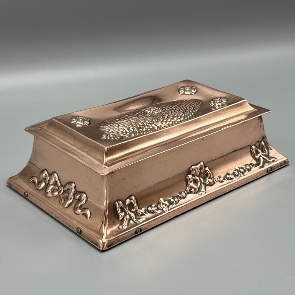 Antique Copper Embossed Cigarette Box
