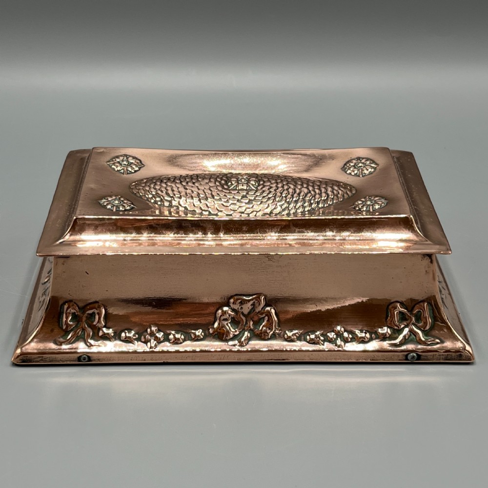 Antique Copper Embossed Cigarette Box View V