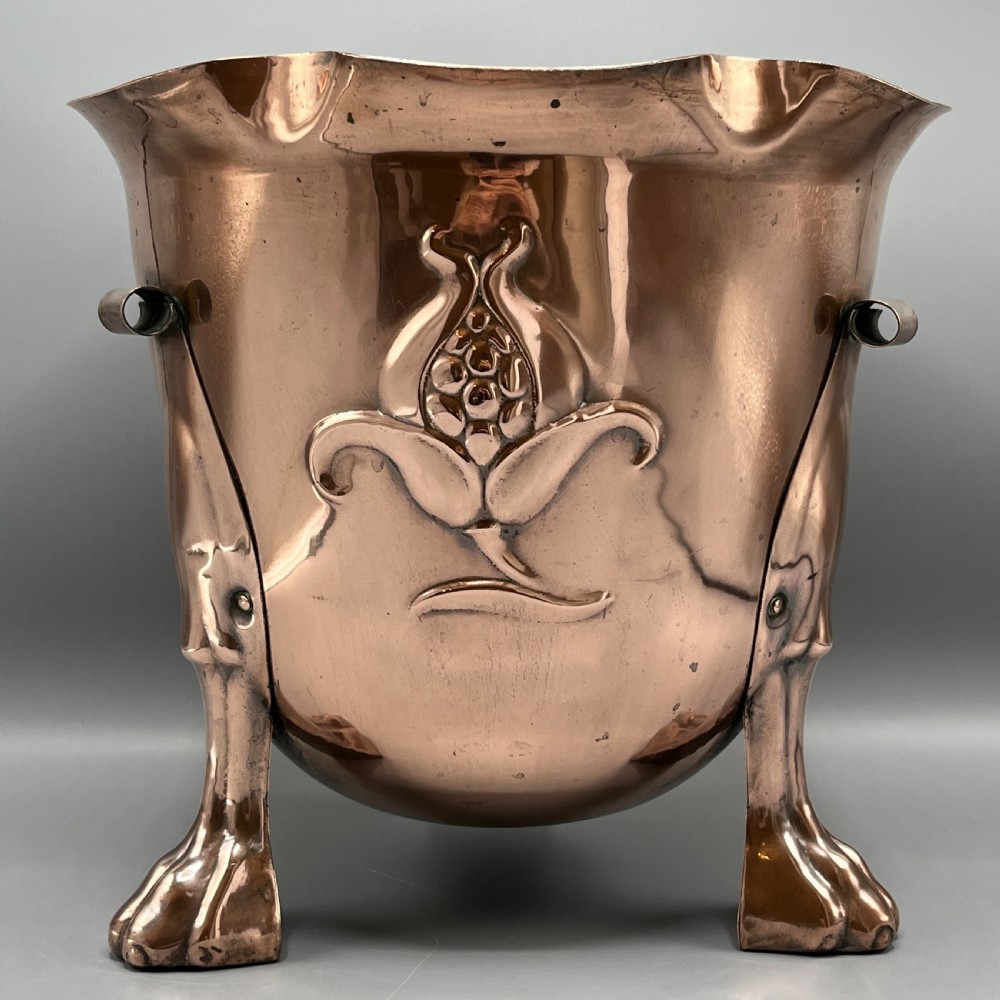 Large Art Nouveau Copper Footed Planter / Jardiniere