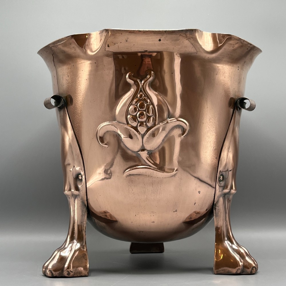 Large Art Nouveau Copper Footed Planter / Jardiniere View II