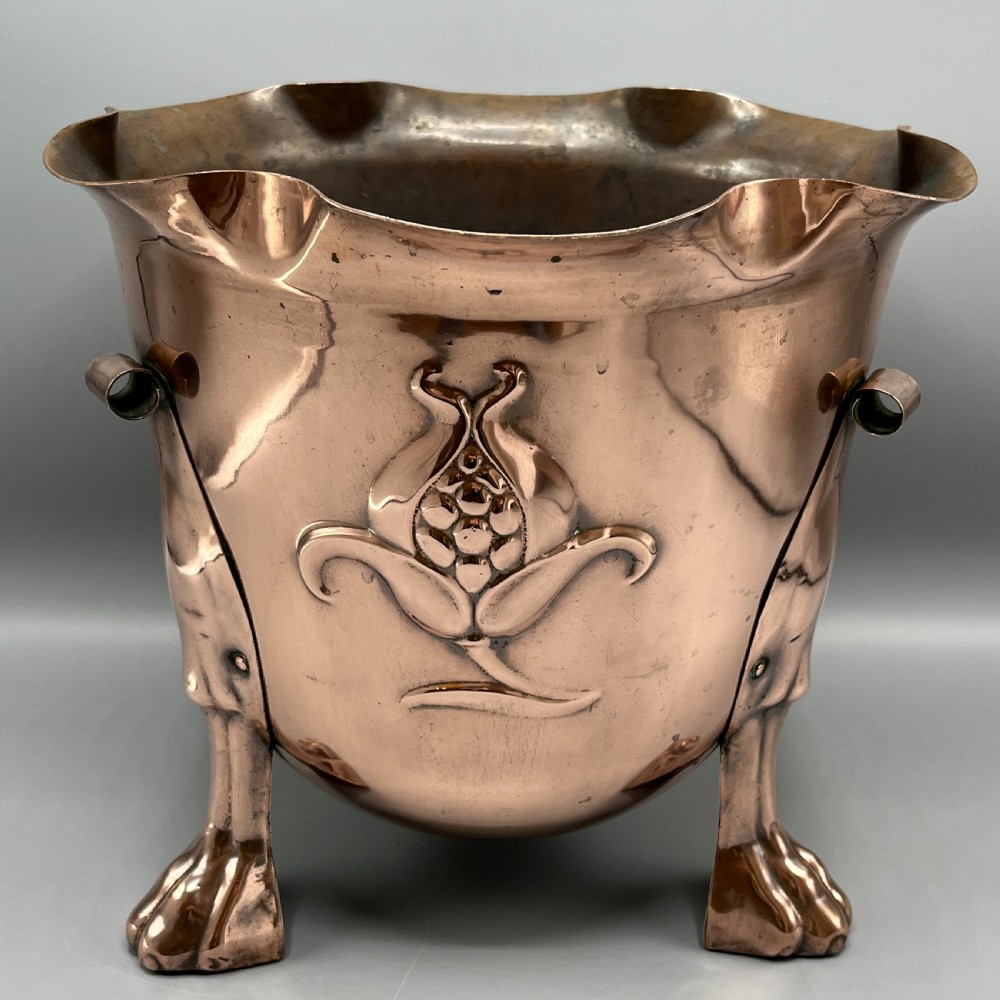 Large Art Nouveau Copper Footed Planter / Jardiniere View III