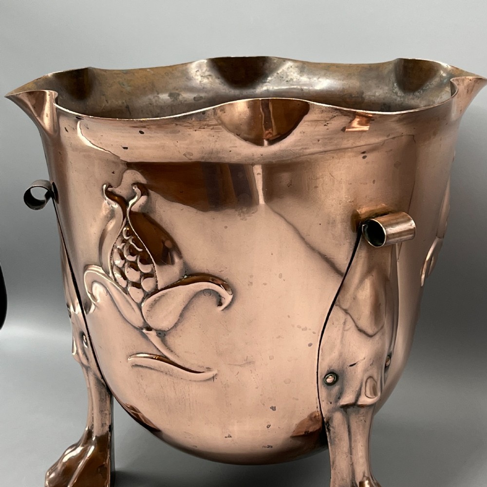 Large Art Nouveau Copper Footed Planter / Jardiniere View V