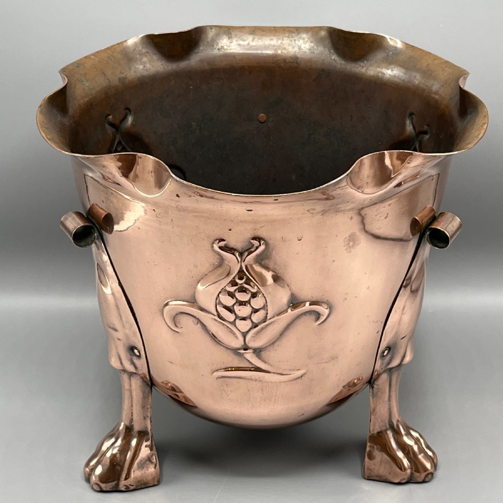 Large Art Nouveau Copper Footed Planter / Jardiniere View VI