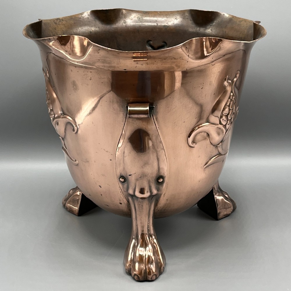 Large Art Nouveau Copper Footed Planter / Jardiniere View VII