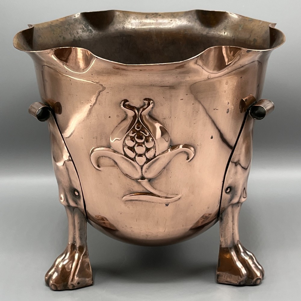 Large Art Nouveau Copper Footed Planter / Jardiniere View IX