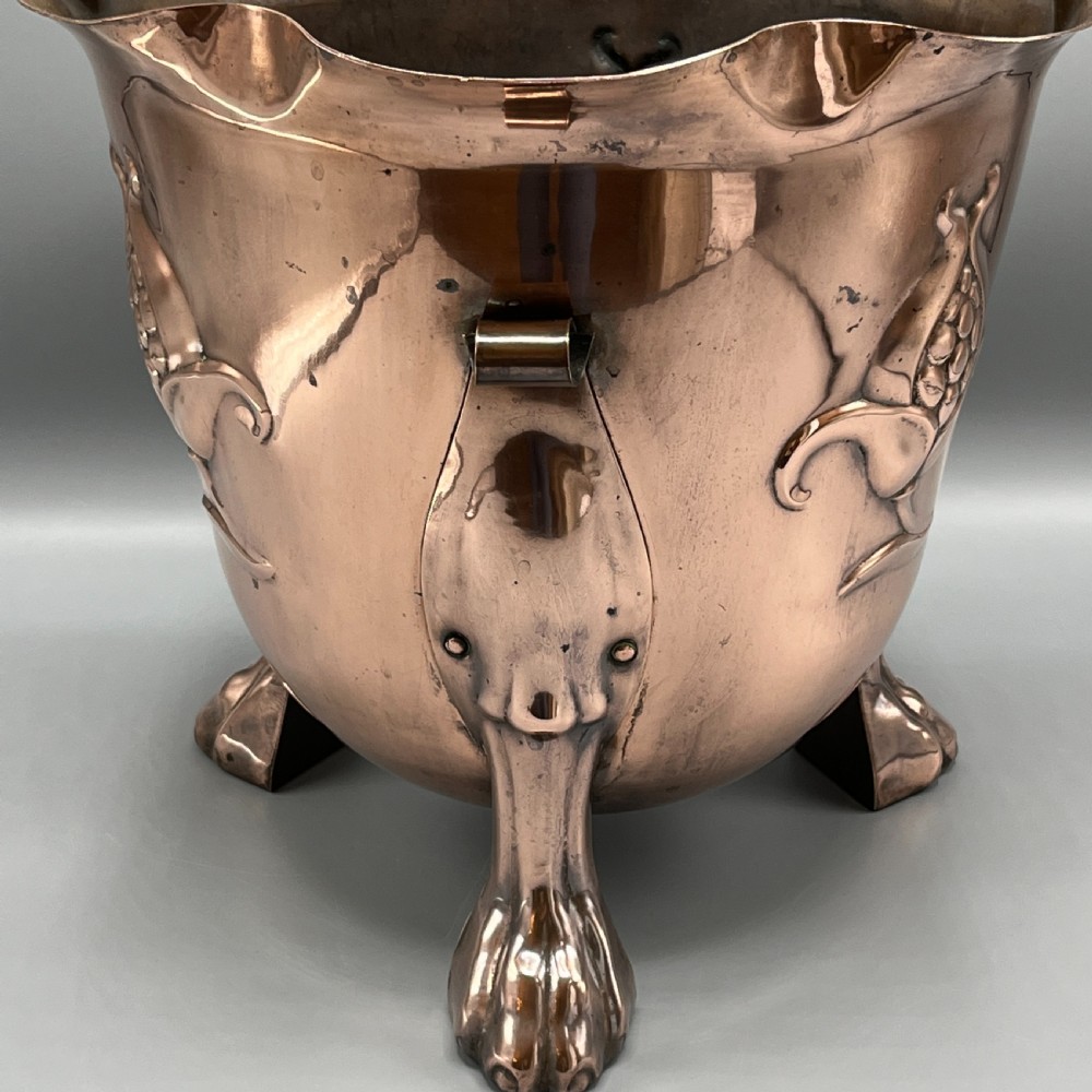 Large Art Nouveau Copper Footed Planter / Jardiniere View X