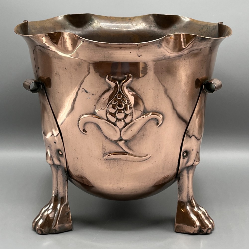 Large Art Nouveau Copper Footed Planter / Jardiniere View XI