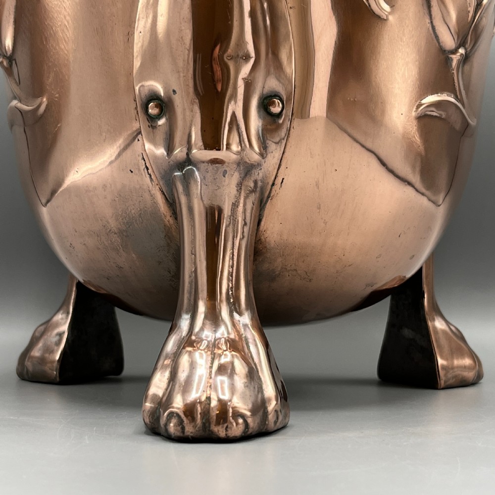 Large Art Nouveau Copper Footed Planter / Jardiniere View XIV