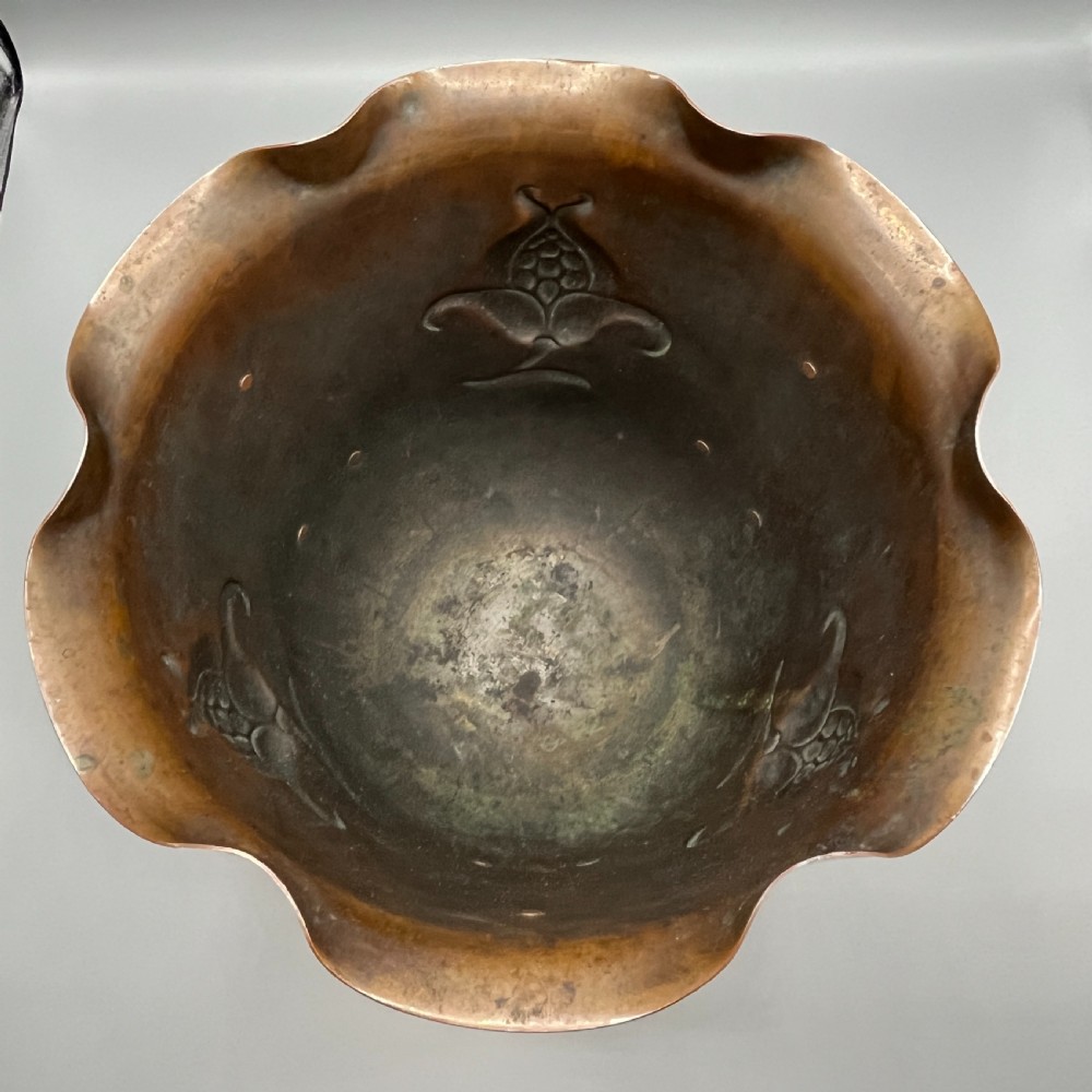 Large Art Nouveau Copper Footed Planter / Jardiniere View XVI