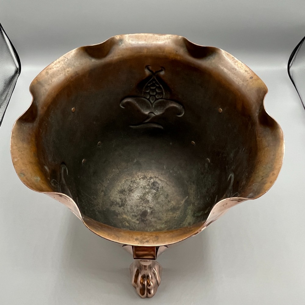 Large Art Nouveau Copper Footed Planter / Jardiniere View XVIII