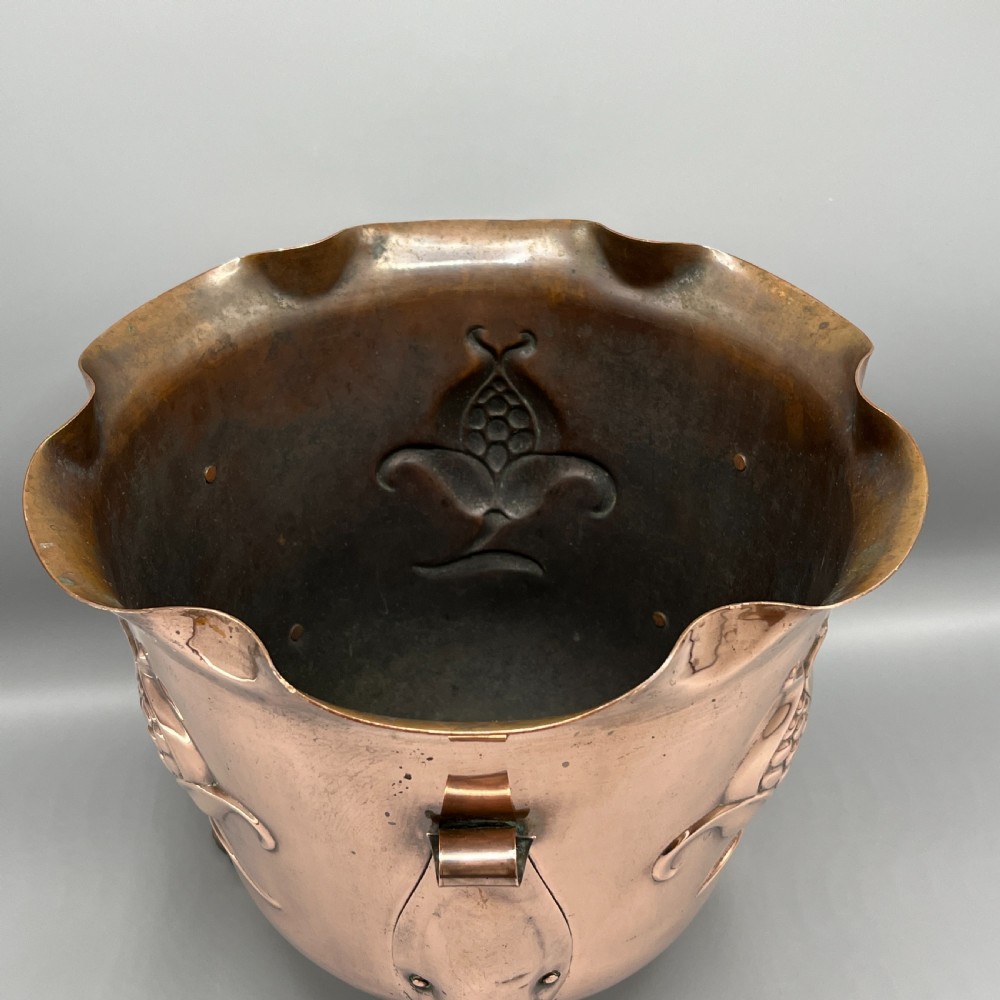 Large Art Nouveau Copper Footed Planter / Jardiniere View XIX