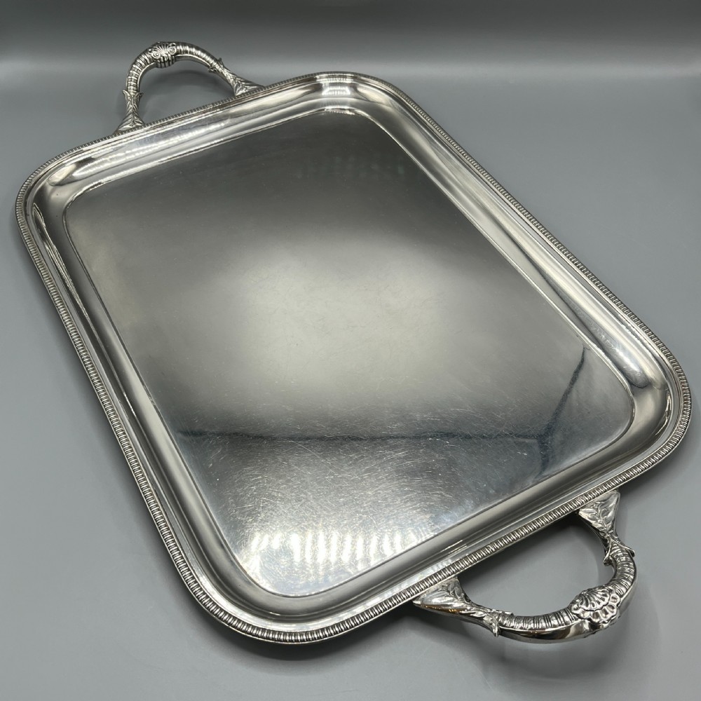 Large Art Deco Silver Plated Butler Serving Tray By Mappin & Webb