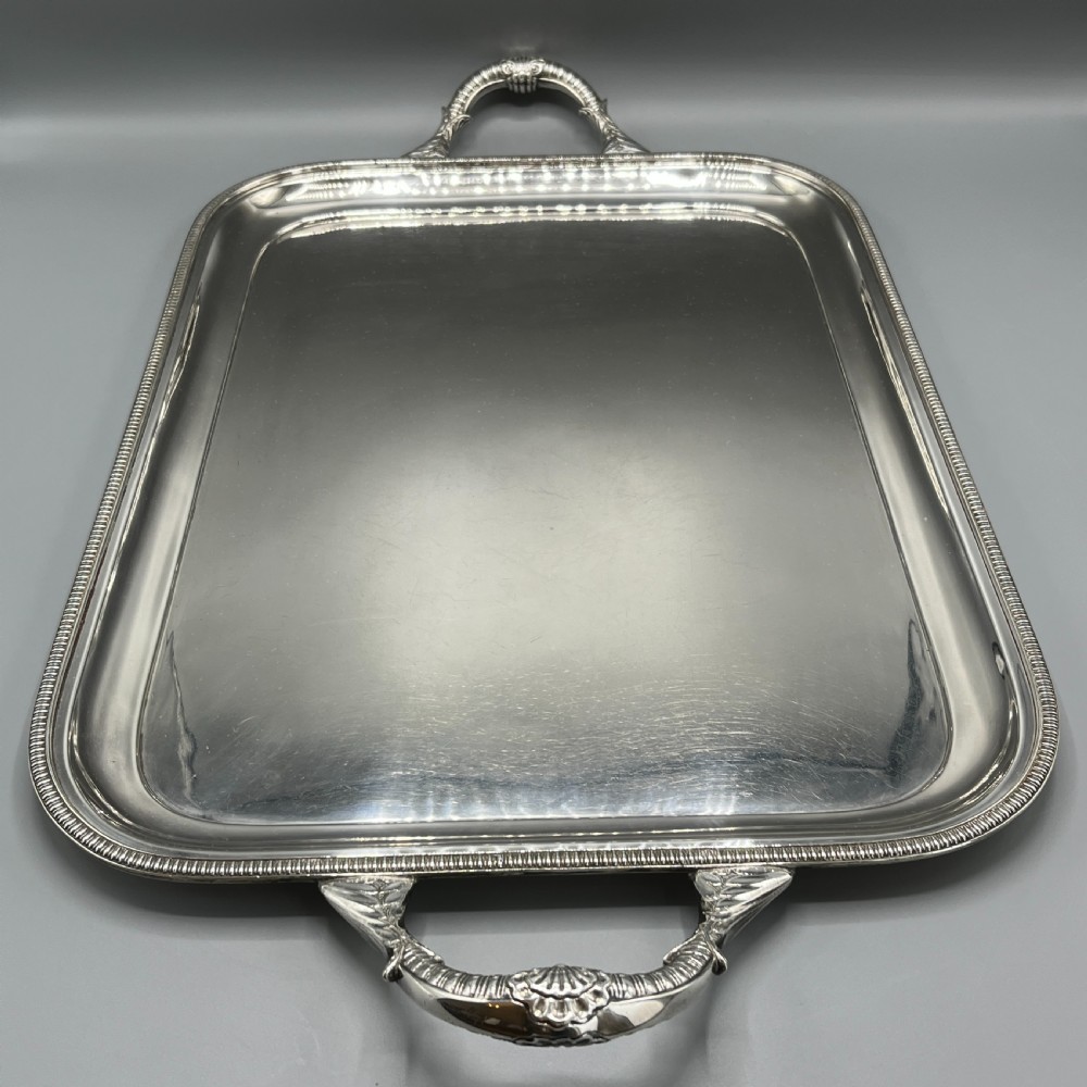 Large Art Deco Silver Plated Butler Serving Tray By Mappin & Webb View III