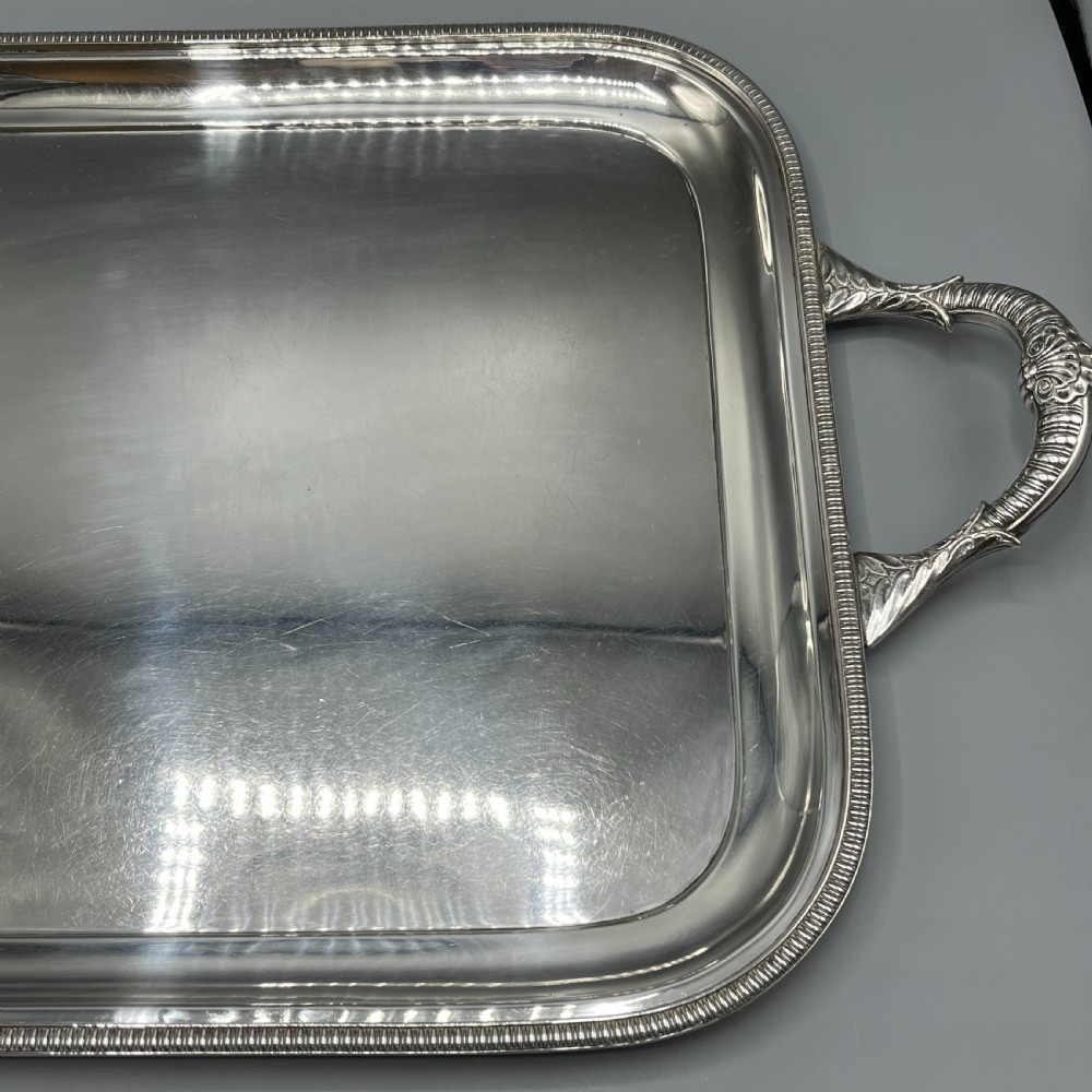 Large Art Deco Silver Plated Butler Serving Tray By Mappin & Webb View XI