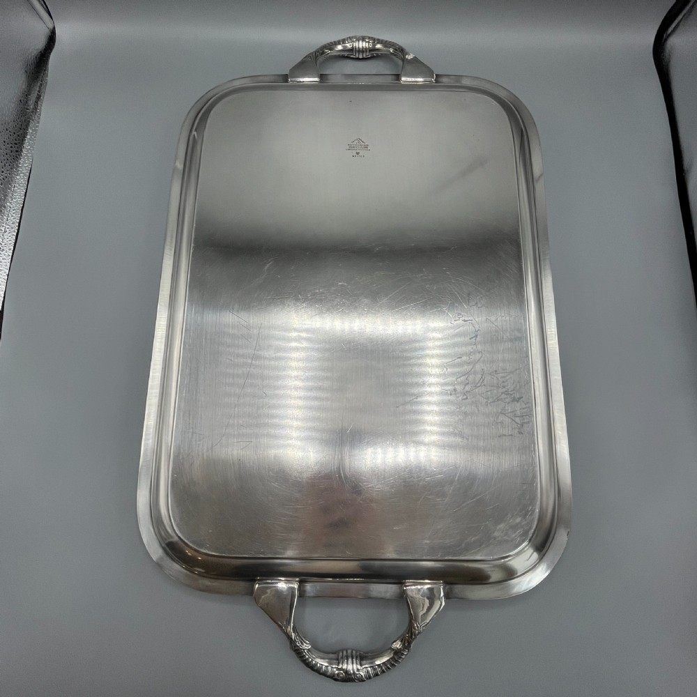 Large Art Deco Silver Plated Butler Serving Tray By Mappin & Webb View XIX