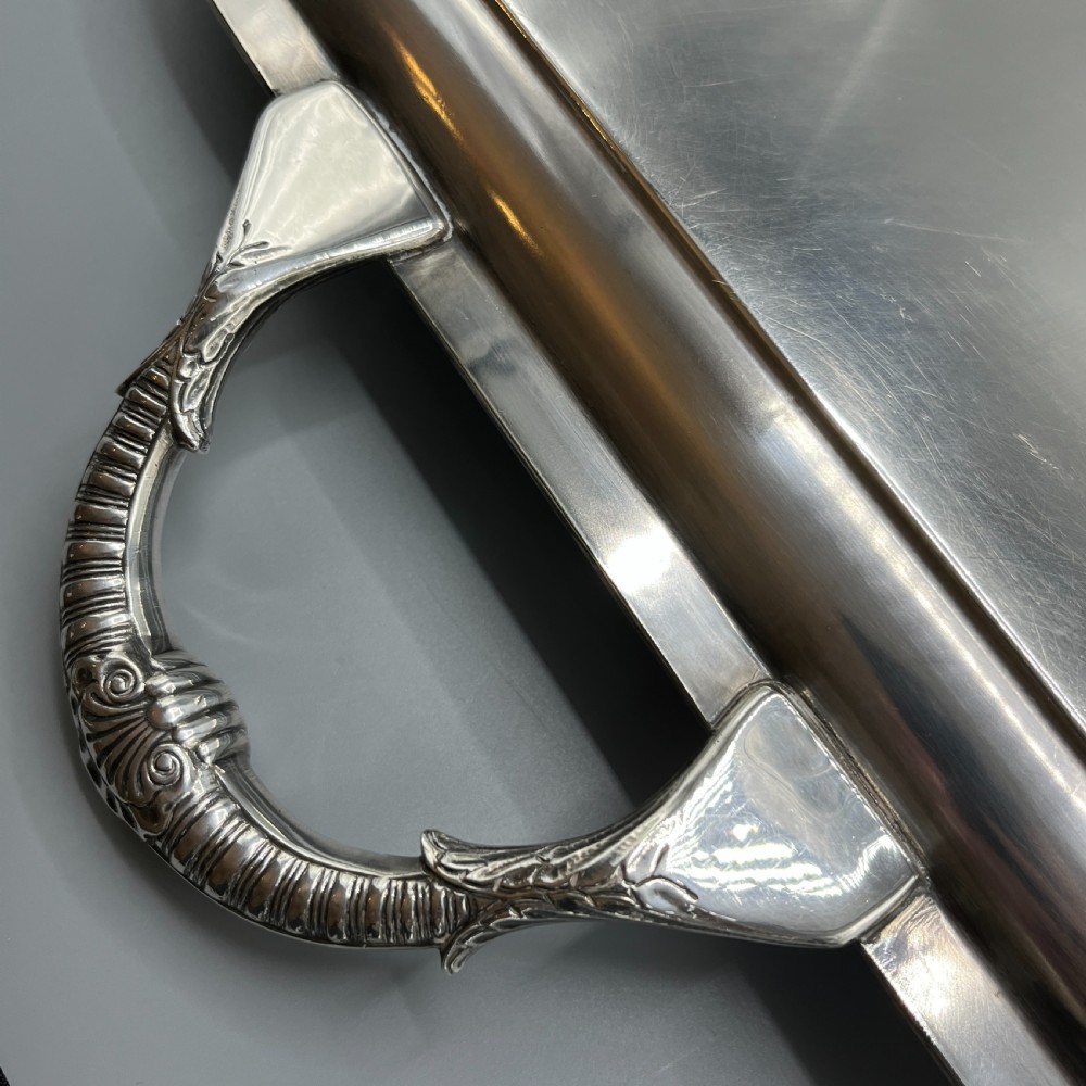 Large Art Deco Silver Plated Butler Serving Tray By Mappin & Webb View XX