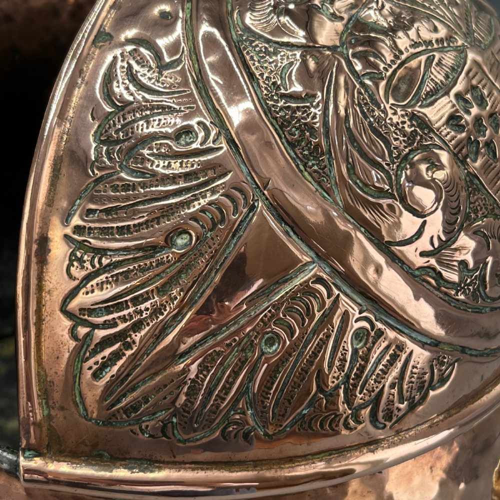Victorian Solid Copper Coal Scuttle Bucket with Embossed Coat of Arms View XIII