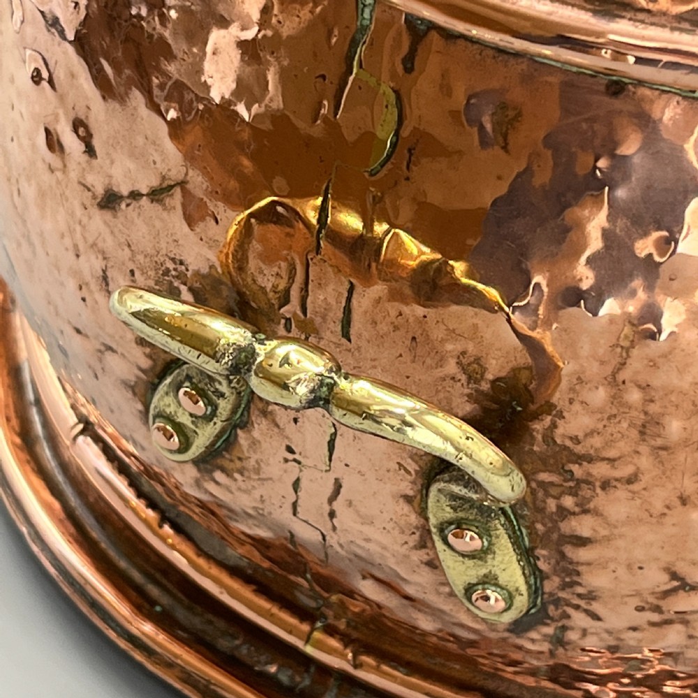 Victorian Solid Copper Coal Scuttle Bucket with Embossed Coat of Arms View XV