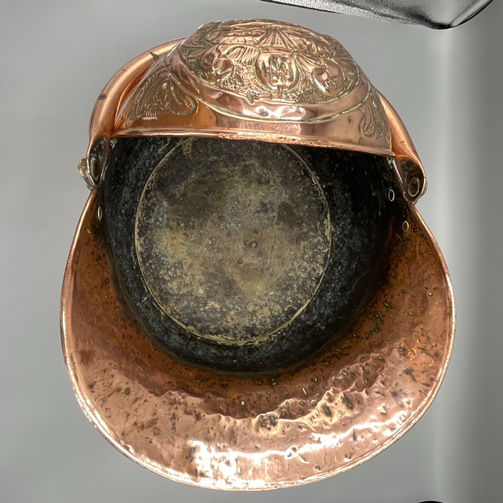 Victorian Solid Copper Coal Scuttle Bucket with Embossed Coat of Arms View XVIII