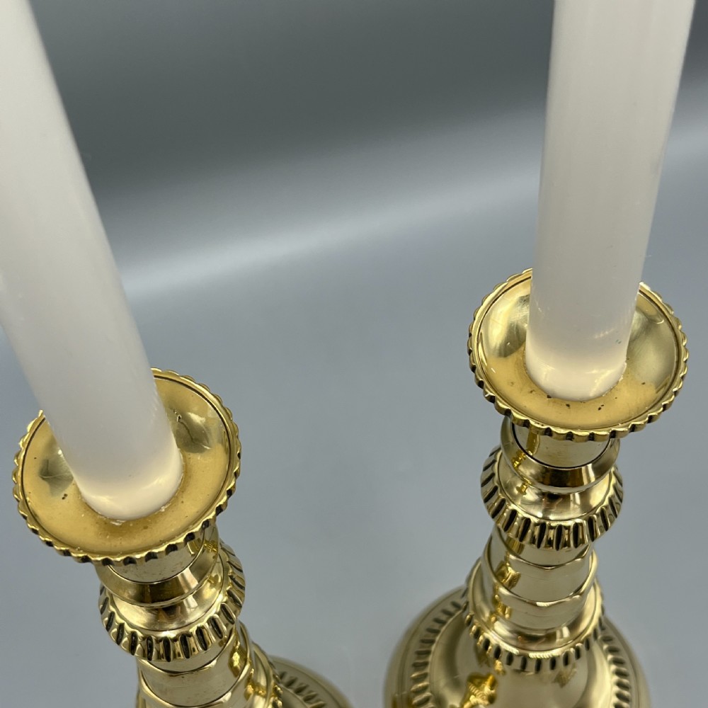 Pair Victorian Solid Brass Candlesticks View III