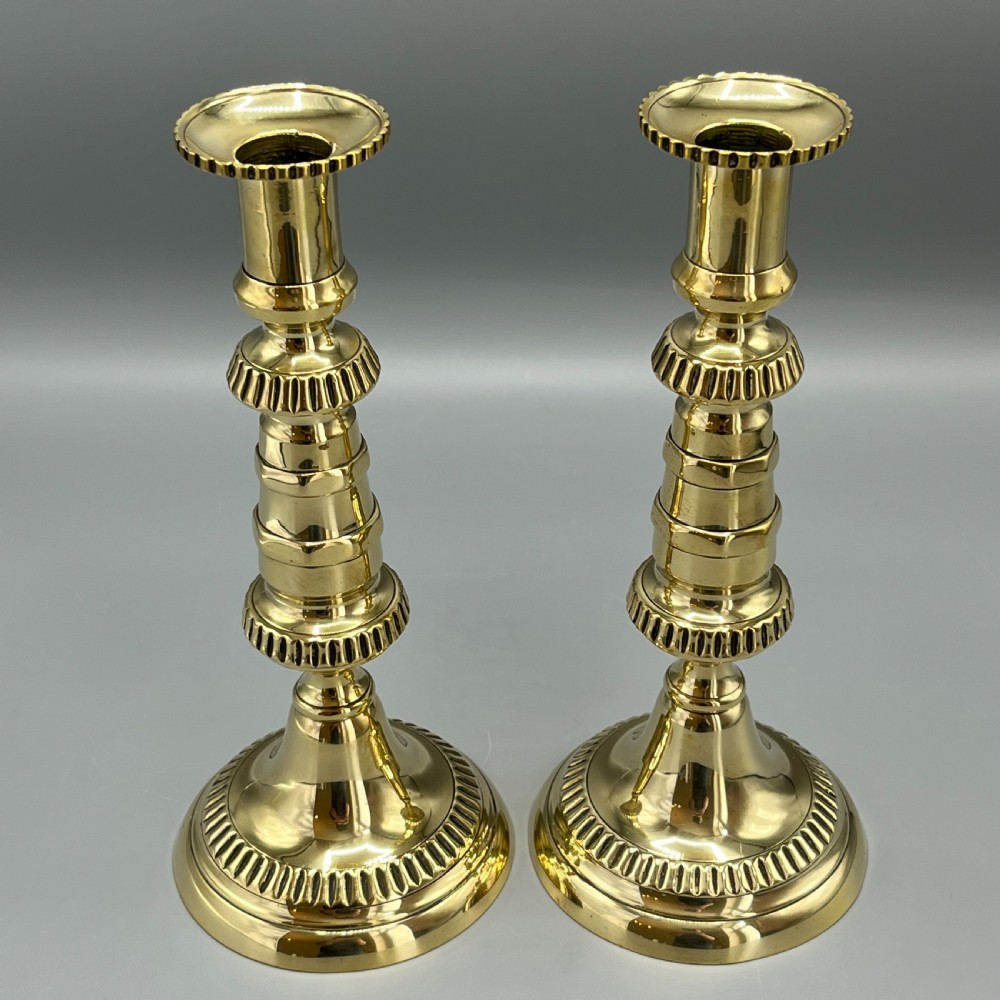 Pair Victorian Solid Brass Candlesticks View VI