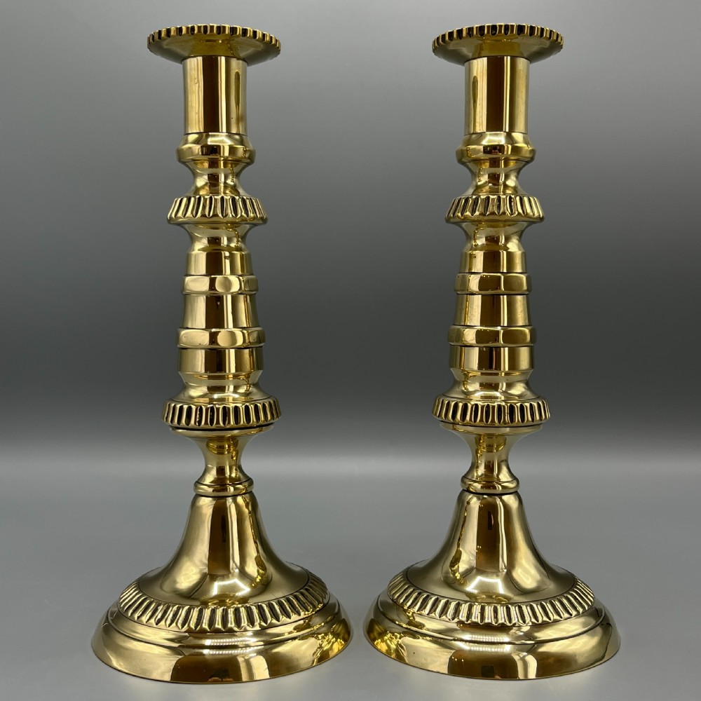 Pair Victorian Solid Brass Candlesticks View VII