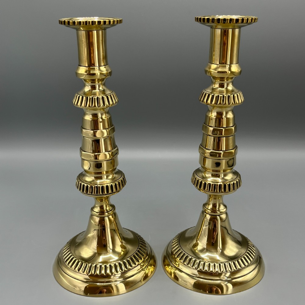 Pair Victorian Solid Brass Candlesticks View VIII