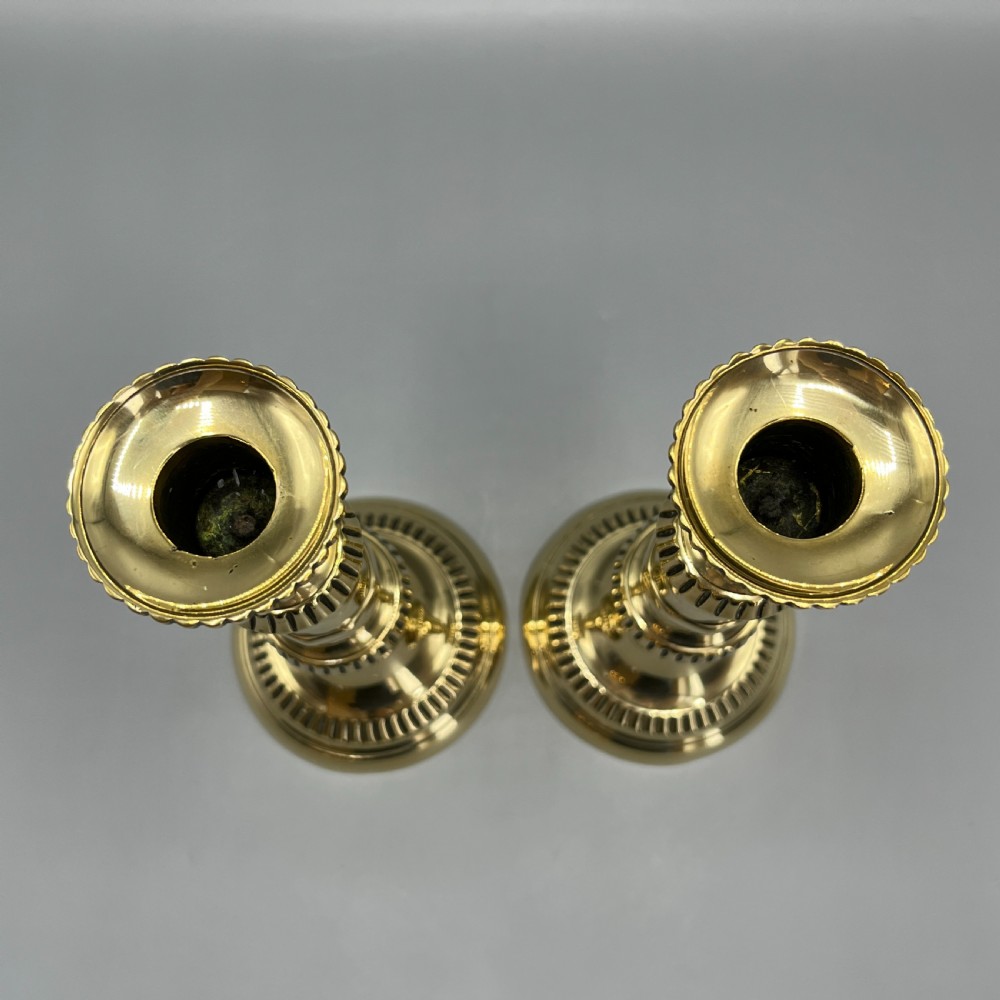 Pair Victorian Solid Brass Candlesticks View IX